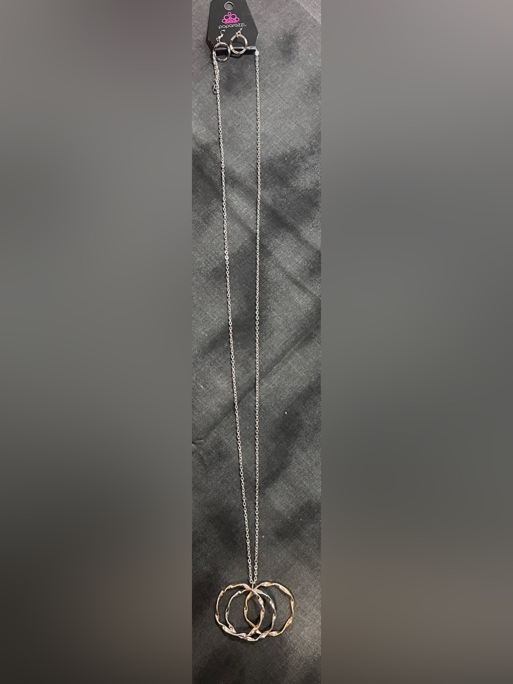Paparazzi Silver-Tone Triple Twisted Ring Necklace